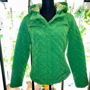 Calvin Klein Bright Green Quilted, Lined Hooded Jacket (with removable hood)